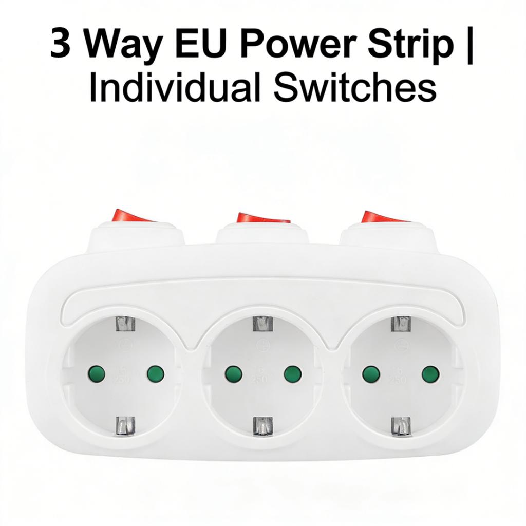 Multi Plug EU Socket Adapter With ON/OFF Individual Switch 250V European Standard Multiple Electric Sockets AC Power Converter