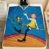 1PC Pippi Longstocking Print Flannel Blanket, High Quality All Seasons, Home Decor, Warmth and Comfort, Perfect for Christmas Gifts