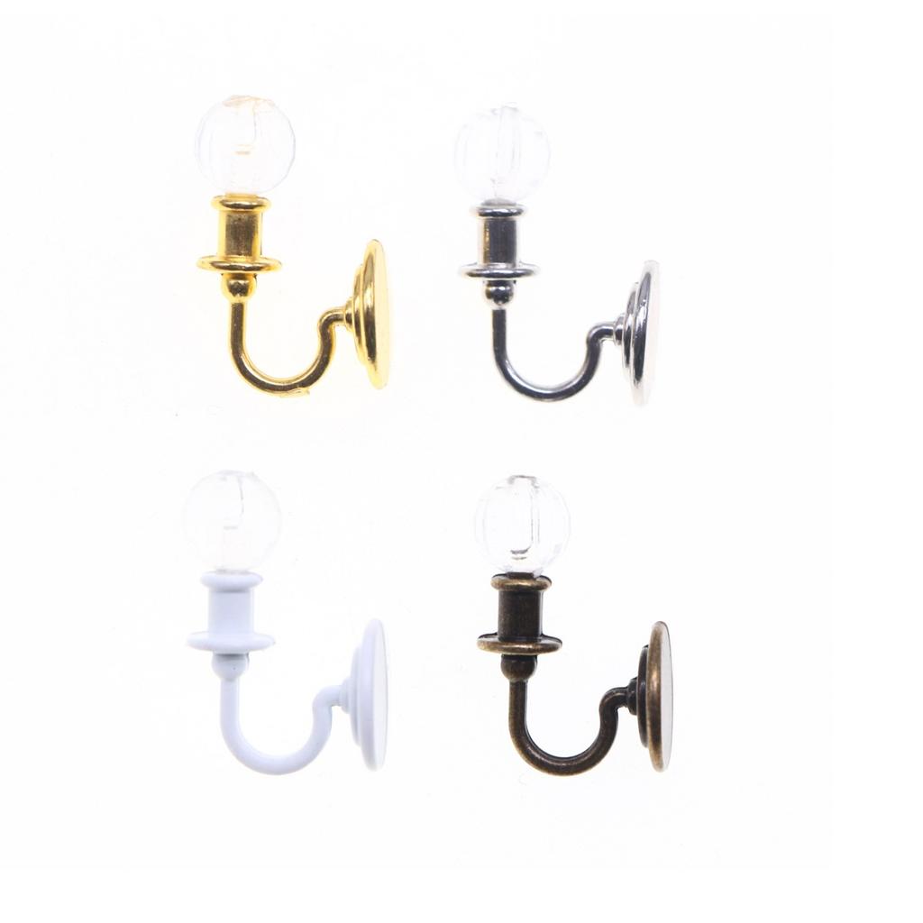 Detailed 1/12 Doll House Wall Lamp Decorative Lighting Metal Frame Crystal Shade Lamp Scene Setting Miniature Furniture