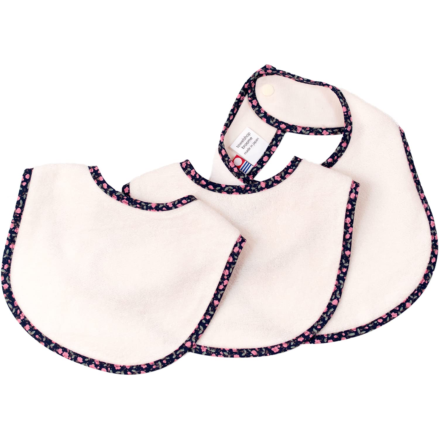 

Bloom Imabari Baby Set of Made in Japan Bibs, 3, Fit-Use, 100% Cotton, Bag-Wrapped, (Floral Pink)