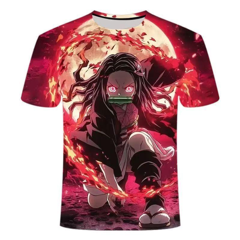 Ghost Slayer Battle Anime Quick Drying T-shirt COS 3D Printed Children's Sports T-shirt Parent Child Top