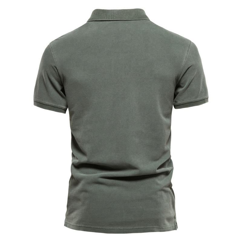 Mens Summer Cotton Solid Short Sleeve Polo Shirt Casual