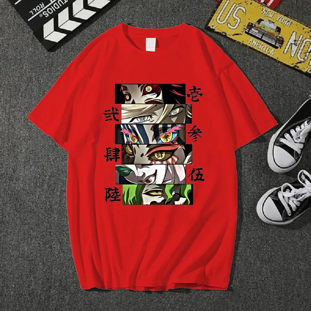 Dam T-shirt 2023 Het Anime Demon Slayer Övre Månar T-shirt Anime Harajuku Casual Kortärmad Herrtoppar Dam T-shirts