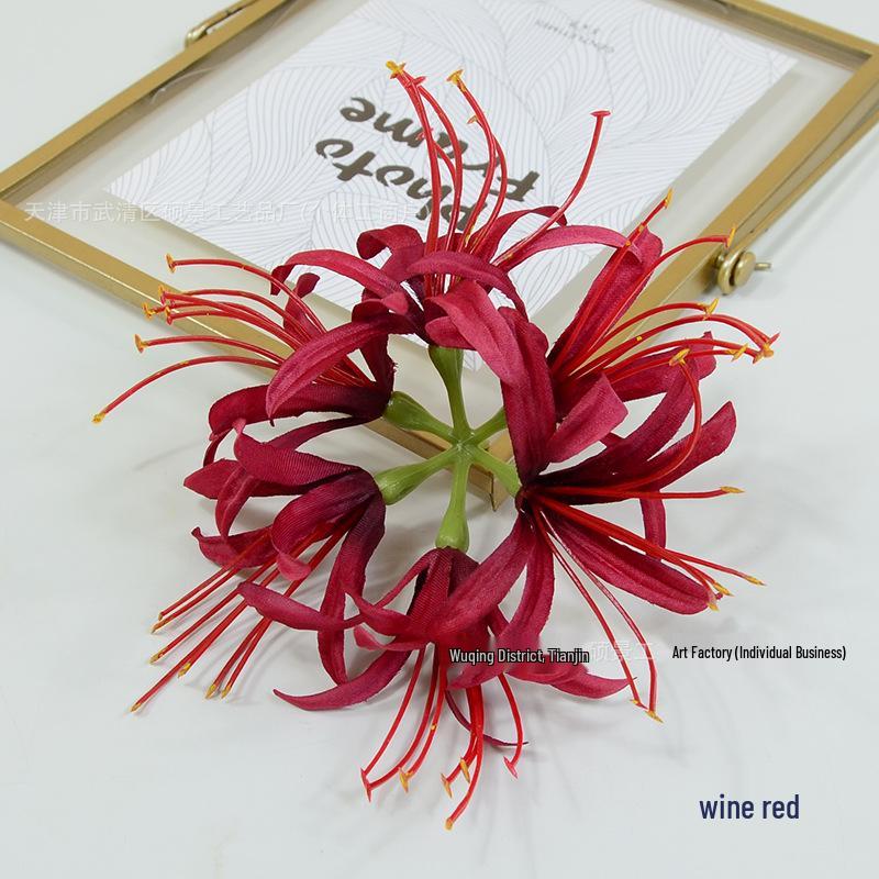 Lycoris Radiata High-Grade Realistic Flower Props for Restaurant, Bar, Stage, Event, and Photography Decor вино красного