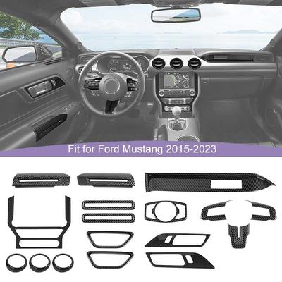  ABS Co-Pilot Center Console Decoration Steering Wheel Cover Sticker Fit For Ford Mustang 2015 Up Interior Accessories
