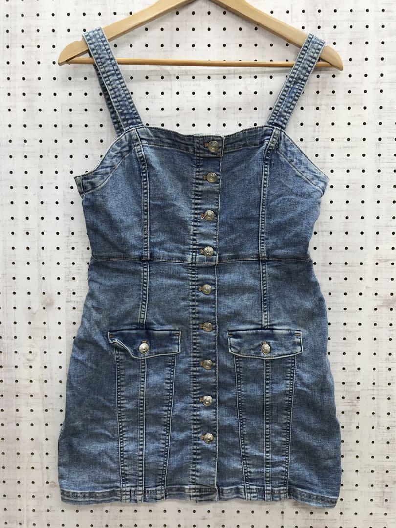 

[USED] Y2K Fairy Grunge American Casual Rock Vintage H&M Denim Tight Mini Dress