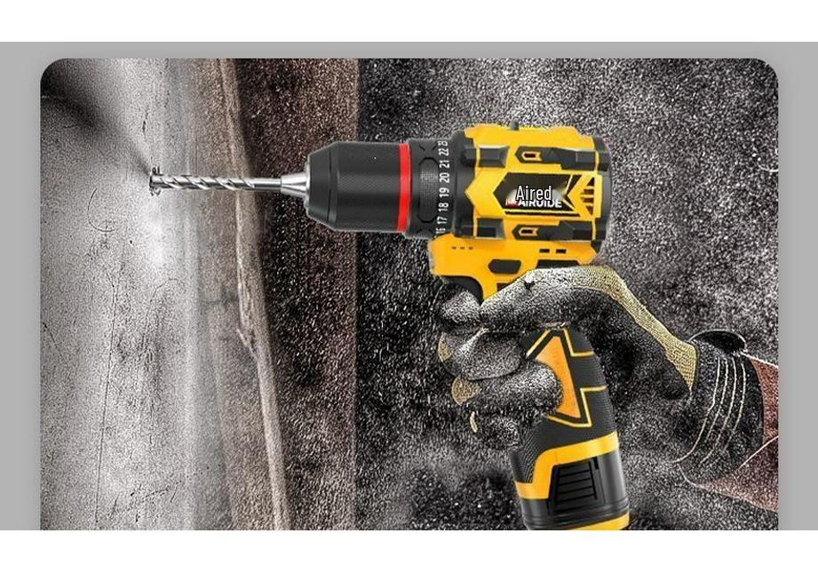 High-Power Lithium Battery Hand Drill with Impact Function – Cordless Electric Screwdriver for Home and Wall Drilling.
