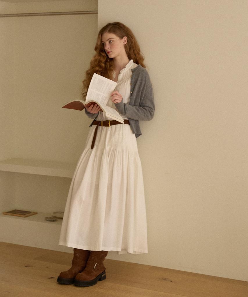 Opeundoeoseutyudio Handmade Wrinkle Pin Tuck Skirt Ivory