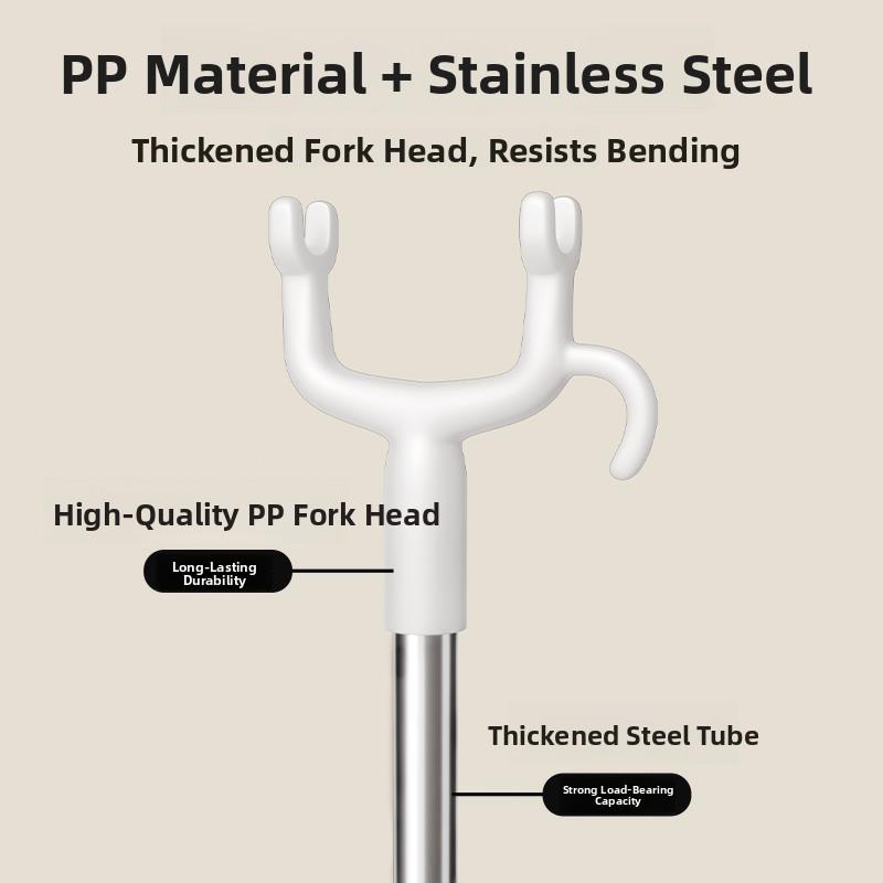 Retractable Clothes Drng Rod Single Prong Clothes Hanger Storage Organizer for Home Dormi Stainl Steel PP Material