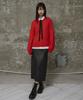 ERER Balloon Sleeve Scallop Knit Red