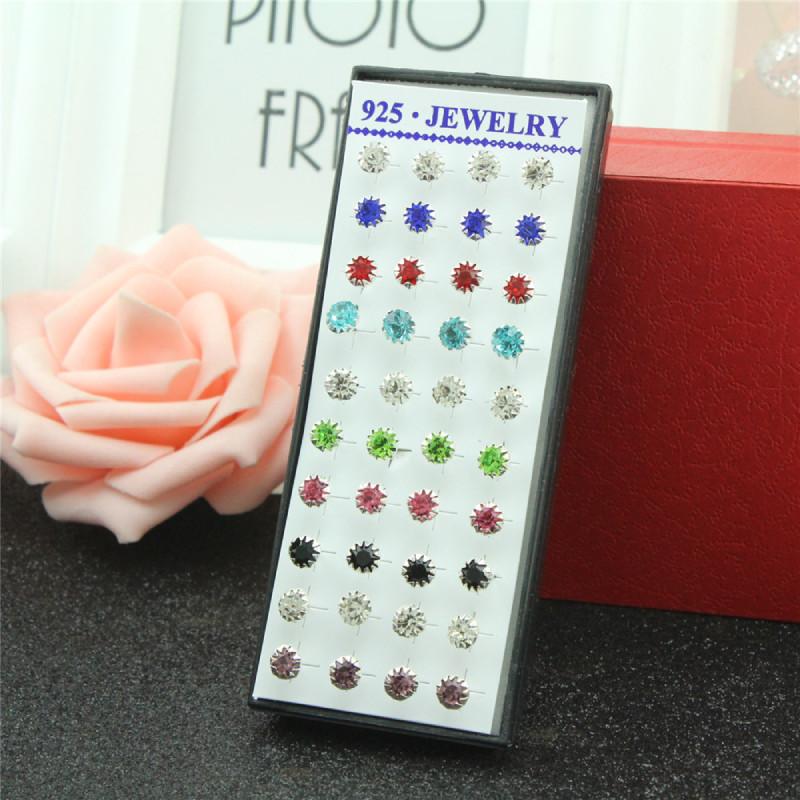 Plated Needle Silver Mini Stud Earrings Unisex Jewelry Fashion Gifts Simple