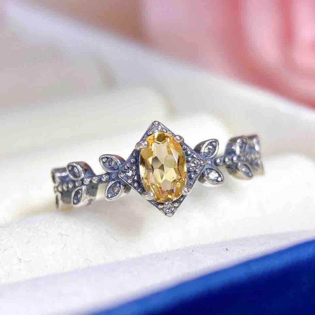 S925 Silver Yellow Crystal Women s Fashion Ring - 2025 Design Adjustable Opening