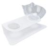 15 degrees  Inclined Cat Double Bowl Neck Guard Pet Feeding Bowl for Home Pet Shop Living Room(White Base Transparent