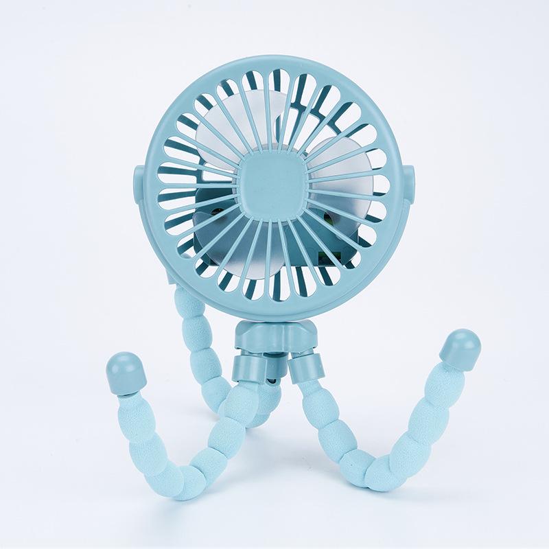 Cross-border Octopus Handheld Mini Stroller Fan with Night Light, USB Rechargeable, Multifunctional.