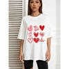 White T Shirt With Heart Pattern And Love Messages For Casual Wear