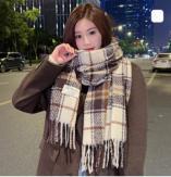 Retro plaid Japanese and Korean atmosphere plaid scarf women's plaid series contrasting color warm shawl student scarf