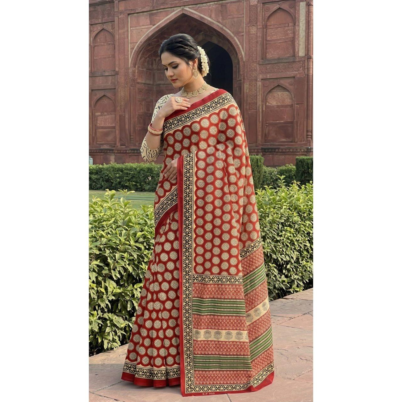 New Launch Beautiful Bagru Printed Saree Collection