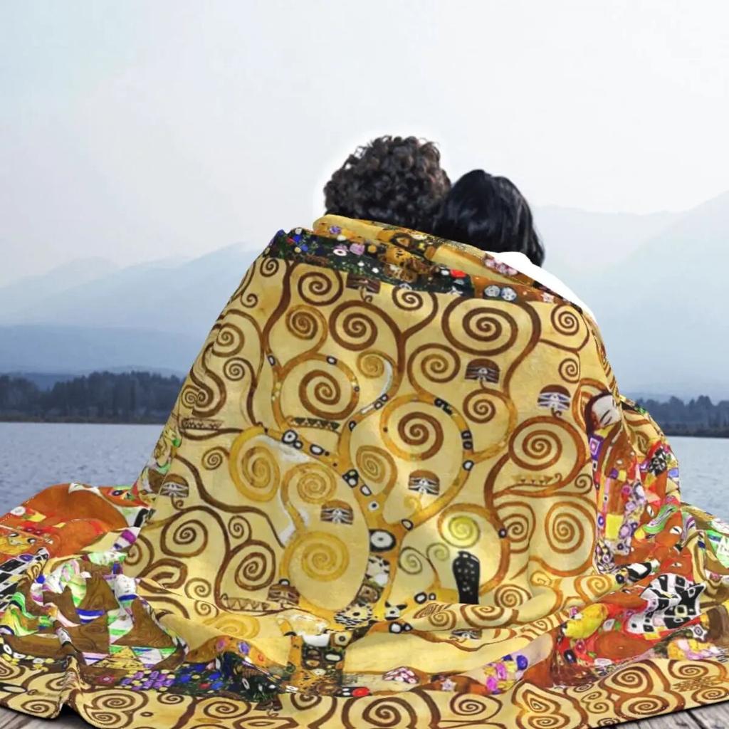 Tree Of Life Stoclet Frieze Gustav Klimt Blankets Fleece Novelty Warm Throw Blanket for Bedspread Autumn/Winter