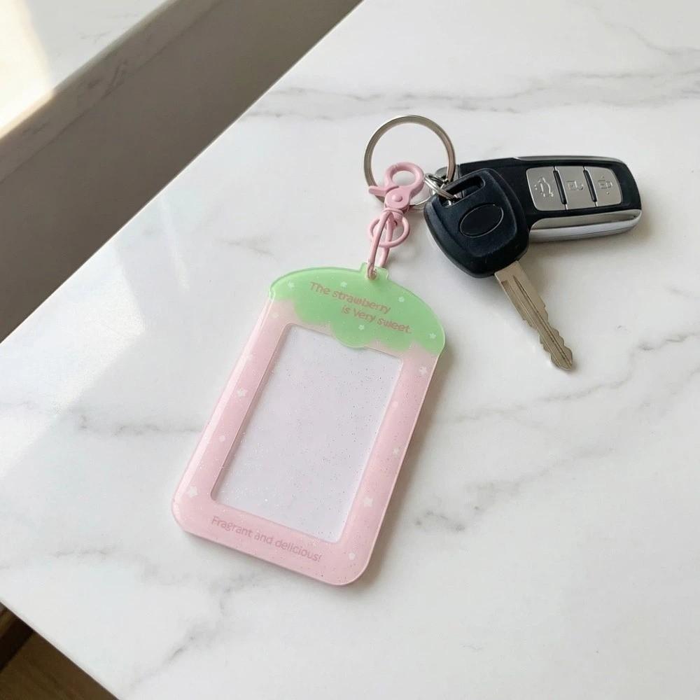 with Keychain Photo Photocard Frame Fruit Strawberry Idol Card Display Protector  Student Friends
