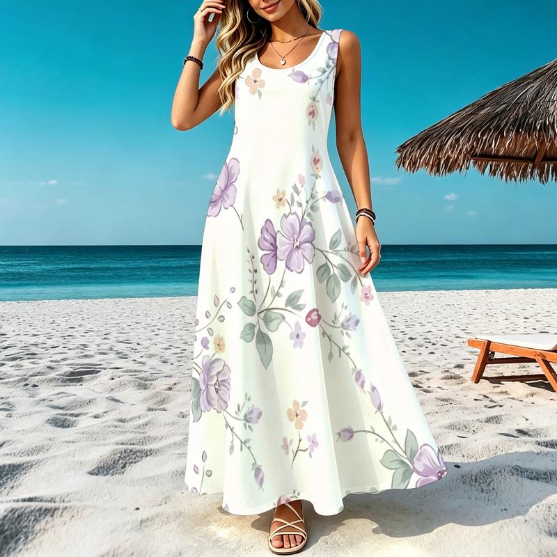 Loose Lightweight Sleeveless Dress Relaxed Summer Fashion for Beach Vacation Casual Daily Wear