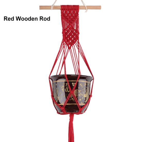 

Ручная пеньковая веревка, растения, цветы, горшок, подвесная корзина, держатель, сетка, садовый декор Red Wooden Rod