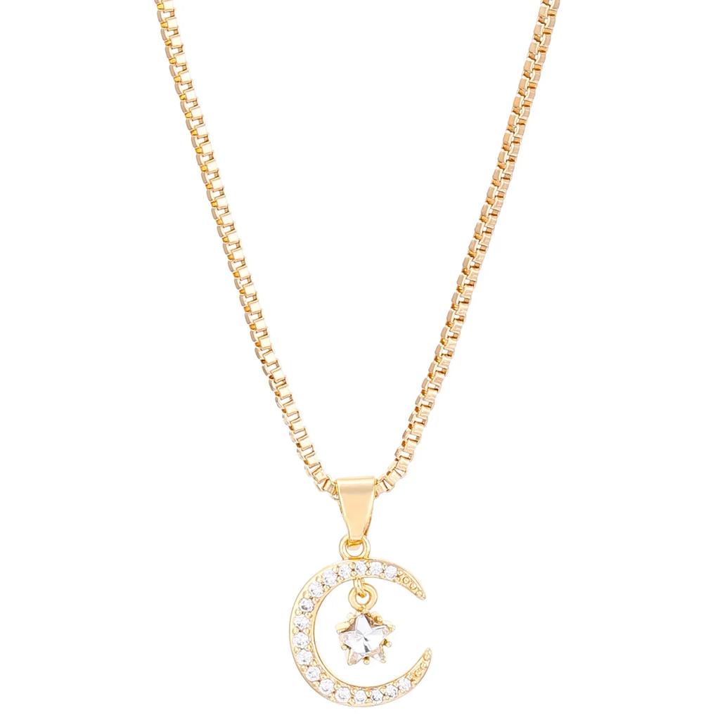 Mode Luxus Inlaid Zirkon Planet Mond Anhänger Halskette für Damen Mädchen Schmetterling Wassertropfen Schlüsselbein Kette Charm Schmuck