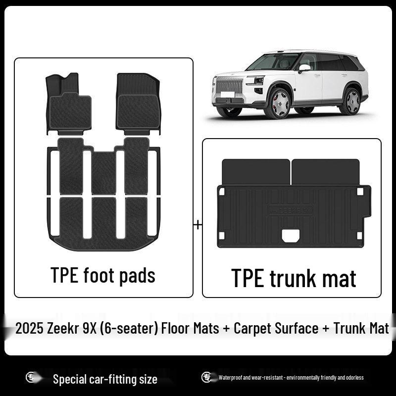 Zeekr 9X Six-Seater 3D All-Weather Floor and Trunk Mats with Starry Sky Blanket and Carbon Fiber Texture