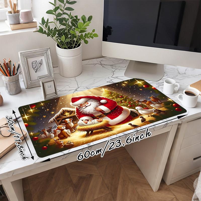 1PC Christmas, Santa Claus Oversized Mouse Pad - Non-Slip Rubber Base Perfect for Office School Esports Home Decor Desk Mat 280A