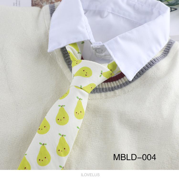 Cravate de dessin animé en coton à la mode, motif de fruits décontracté, 6 cm, pour hommes et femmes
