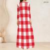 Women Plus Size V Neck Three Quarter Sleeve Polka Dot Printed Long Dress