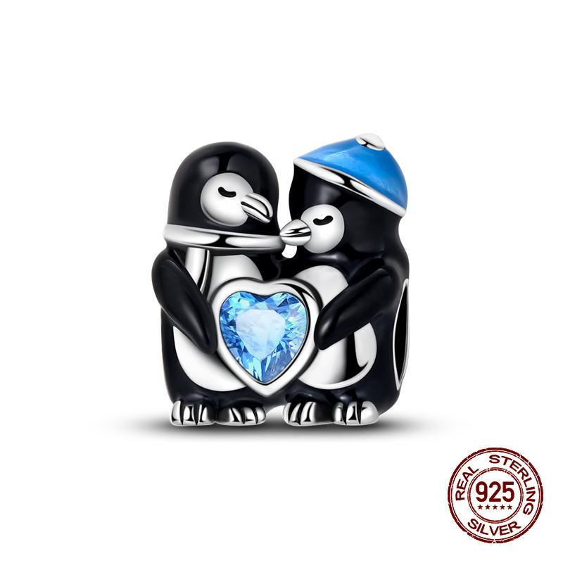 Original 925 Silver Charms Beads Winter Snowflake Snowman Igloo Penguin Pendants Fit Bracelet Charms Women Jewelry Gift