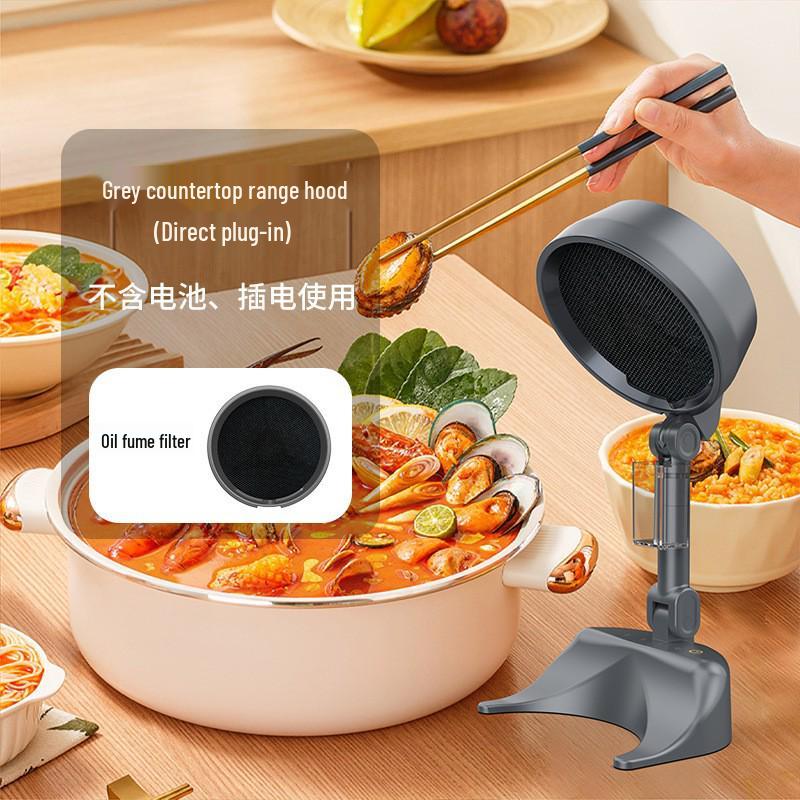 Compact Foldable Range Hood: Portable Mini Hot Pot BBQ Gadget with Removable and Washable Fan Blades.