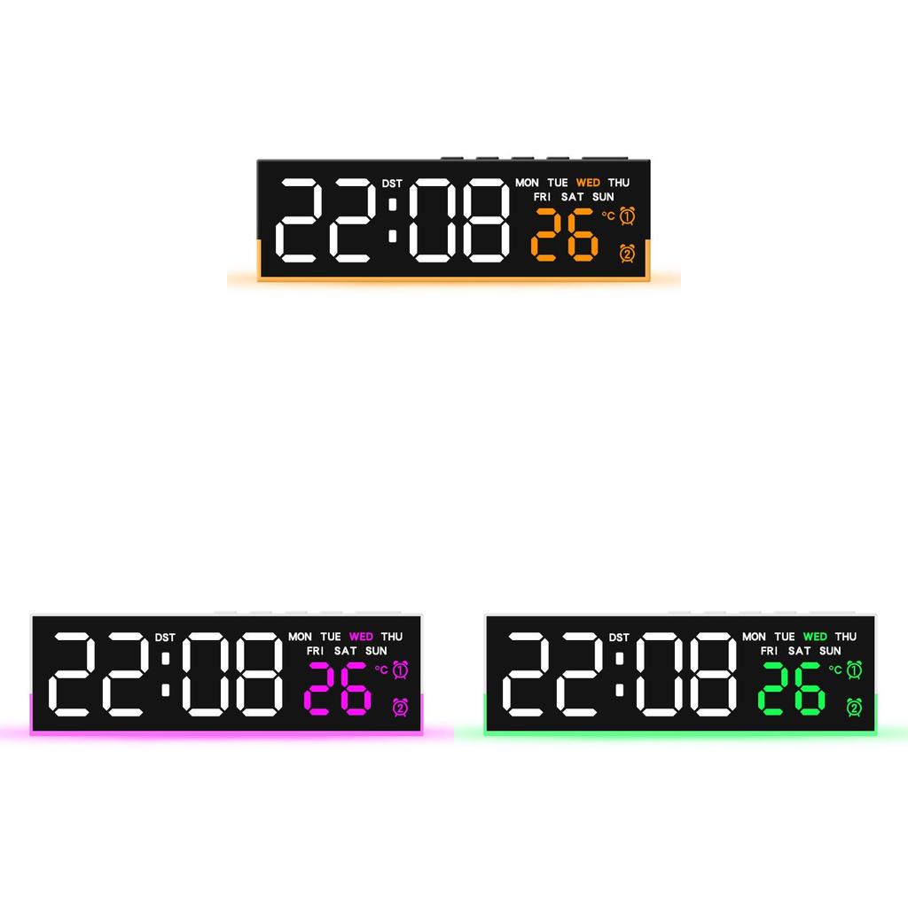 Digital Led Alarm Clock With Date Temperature Calendar Night Light For Bedroom Decor