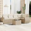 Vidaxl 6-Cz. Gartenmöbel-Set mit Kissen, Beige, Polyrattan