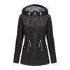S-5XL European and American New Long-sleeved Water-repellent Mid-length Windbreaker Women's Hooded Striped Raincoat Plus Size Women's Clothing