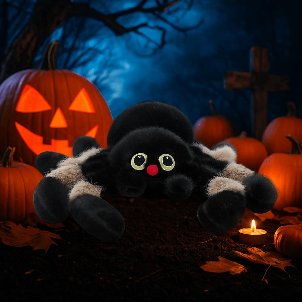 Holloween Decor Spider Stuffed Animal Toy Fluffy Black Crawling Pet Doll  Party Supplies