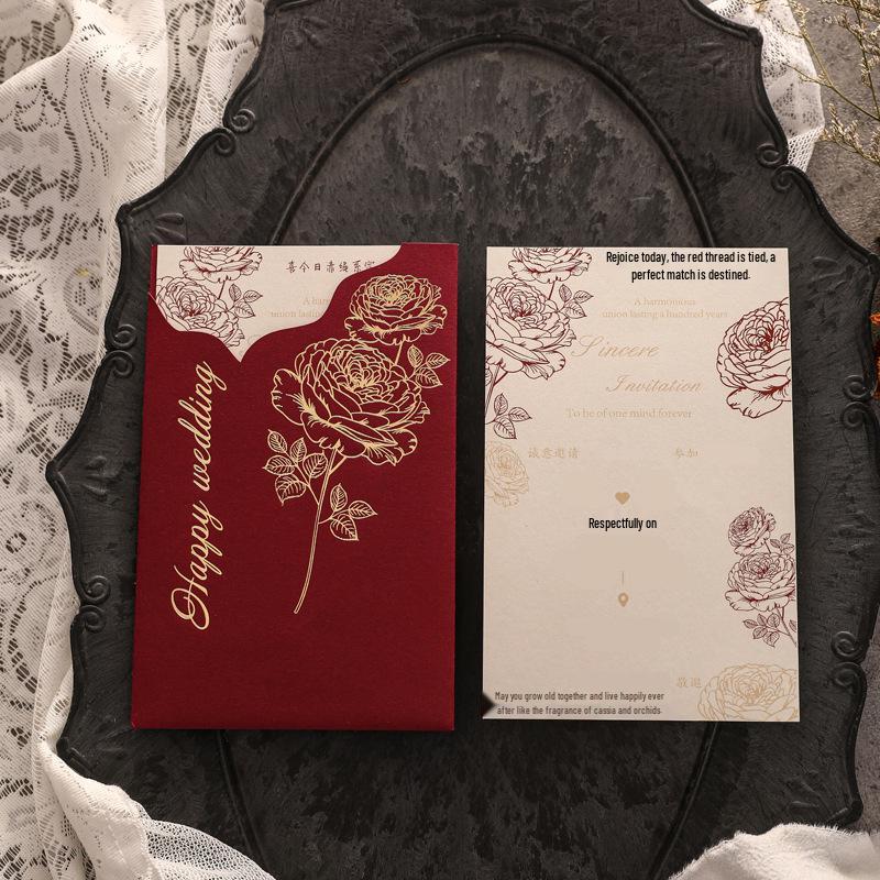 Высококлассная китайская свадебная пригласительная открытка - Элегантные принадлежности для свадебного банкета