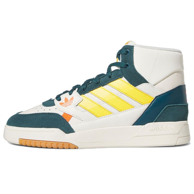 Adidas Originals Drop Step Comfortable Trendy Lightweight Durable Non-Slip High-Top Skate Shoes Unisex Skate Shoes White Green Yellow FZ5703