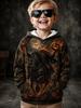 2026 Halloween Bluza z kapturem dla chłopców z grafiką czaszki 3D Pulower Długi rękaw Wiosenna Odzież sportowa Moda Streetwear Dzieci 4-7 lat Z kapturem Codzienna