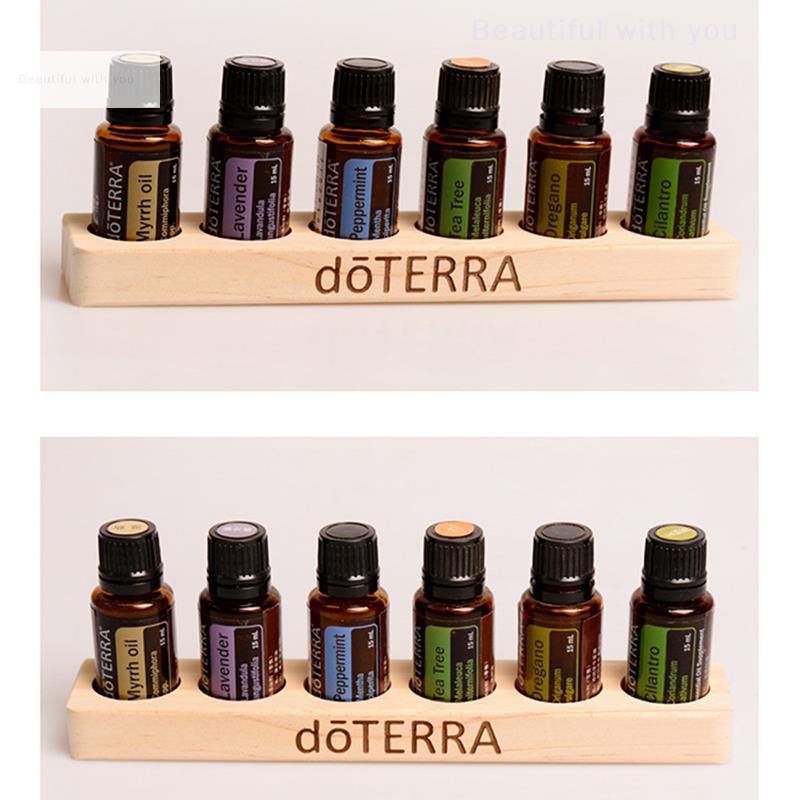 1pc Essential Oil Wooden Display Stand 6 Hole Essential Oil Storage Rack Smooth For DoTERRA Essential Oils Perfume Bottle Holder
