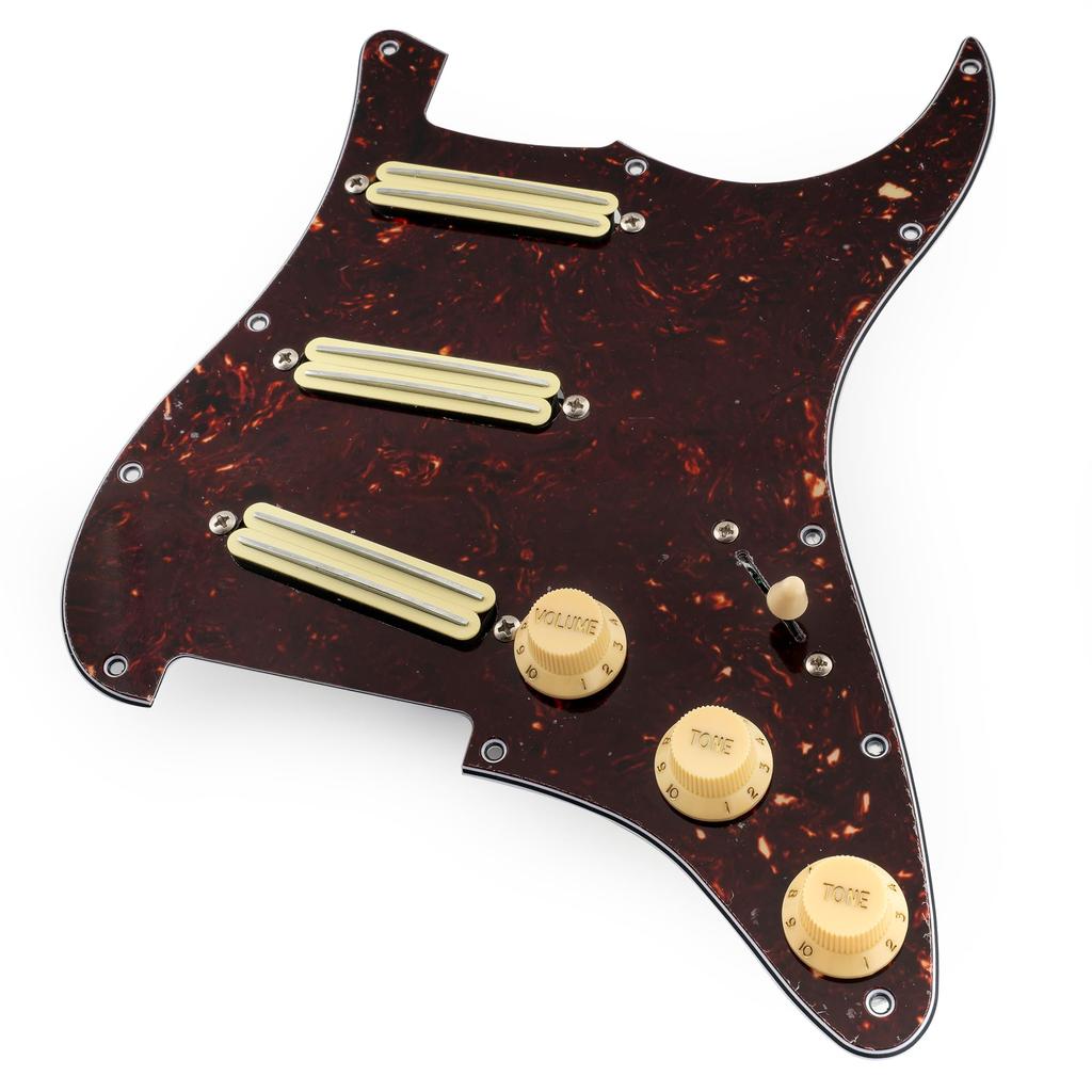 Musiclily SSS Strat Pickguard for Ceramic Single Size Humbucker Strat Electric Guitar 4P Tortoise Shell Pattern Pro-SE ST-DPHC Pre-wired