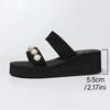 Luxury Pearls Women's Wedge Slippers Summer 2025 Chunky Platform Slip On Sandals Women Beach Casual Heels Slides Flip Flops 42