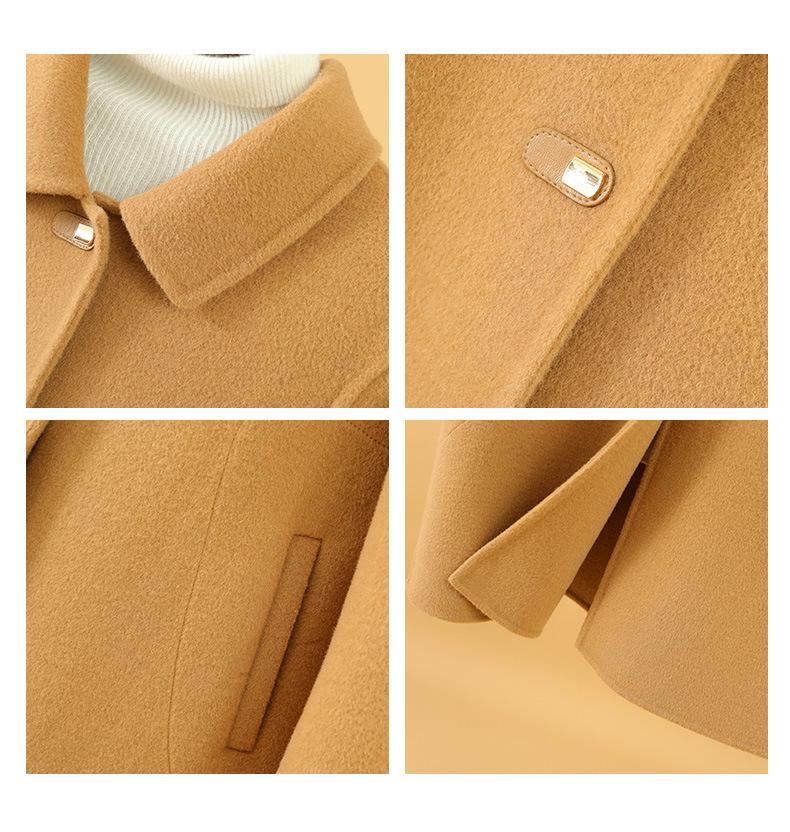 Women's Mid-Length Double-Faced Wool Coat: 2024 Korean Style, Warm Suit Lapel, Button-Up for Autumn/Winter