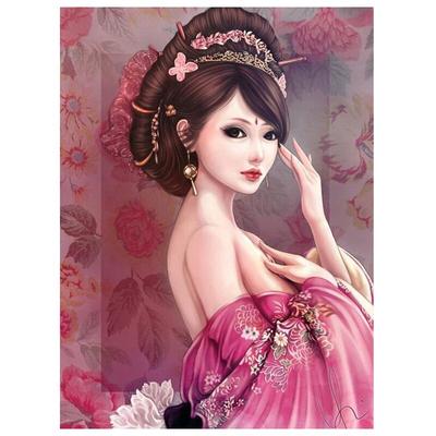 Diamond Painting Pink Beauty Japanese Woman Full Round Embroidery Painting Cross Stitch