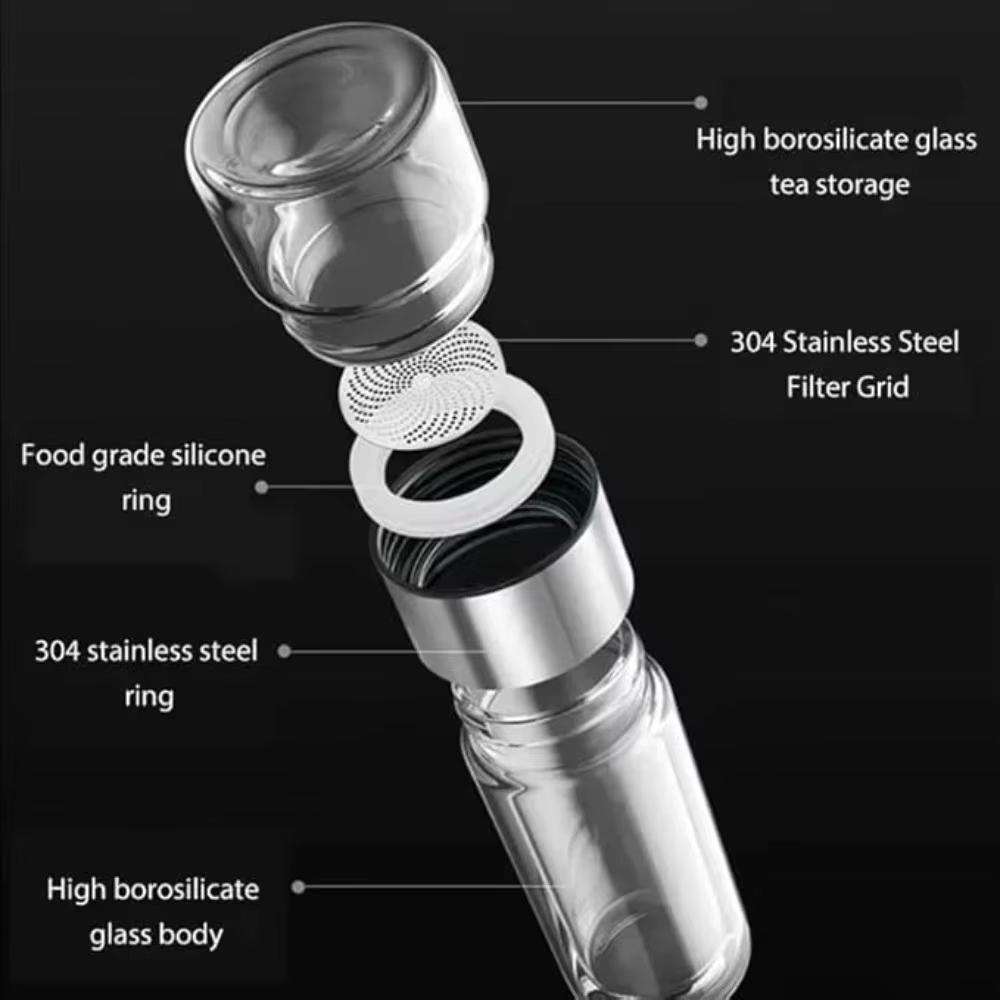 420ML Tea Cup Easy To Clean Glass Tea Cup with Double-layer Tea Infuser Tea Infuser Water Cup Suitable for Office Outdoor Travel