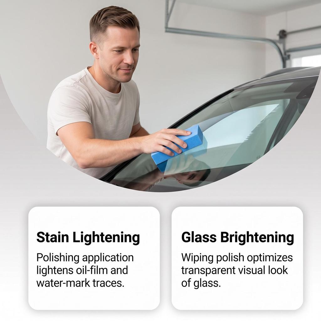Glass Polishing Agent - Oil Film and Water Spot Cleaner for Brightening and Clarifying Glass, Suitable for Automotive DIY and Car Cleaning.
