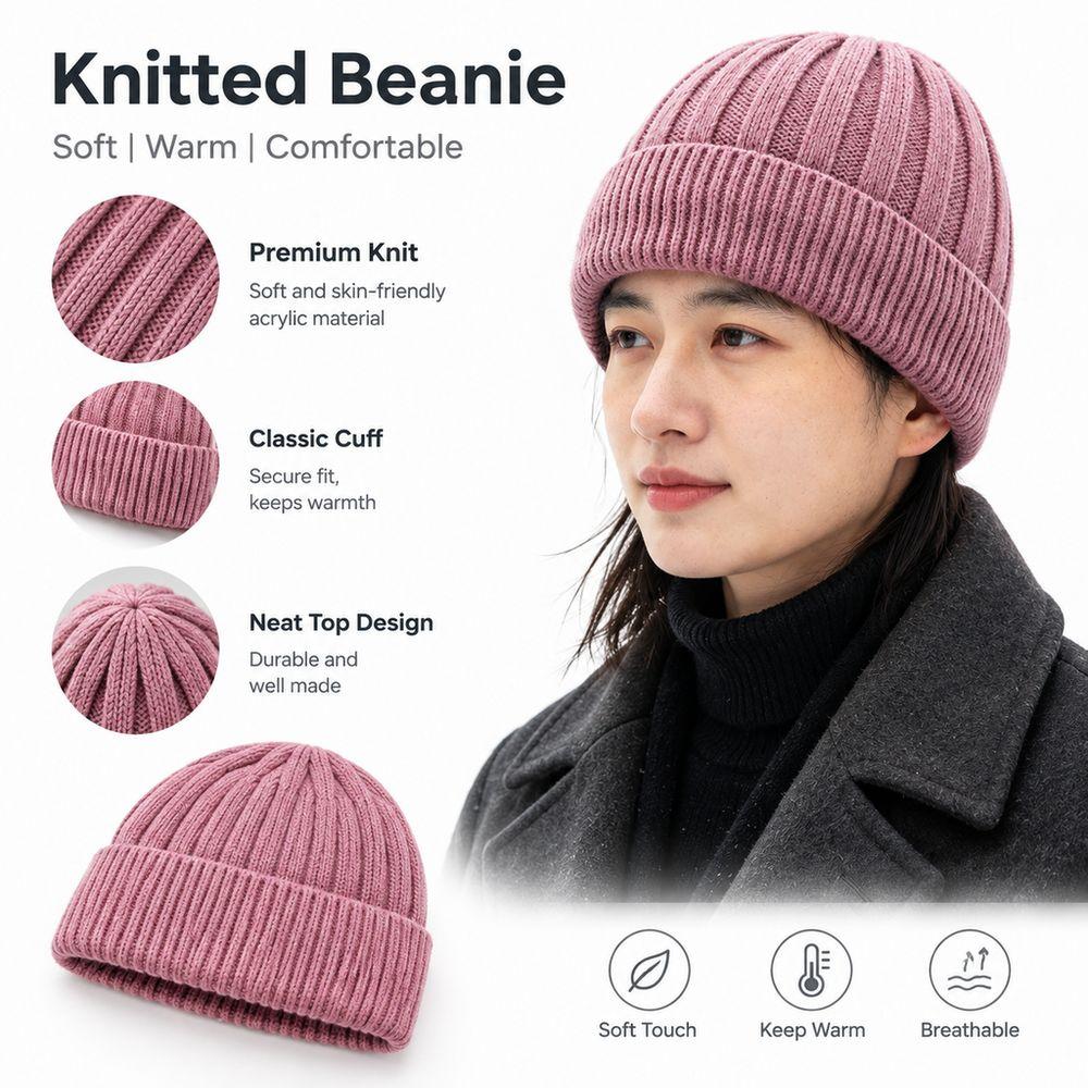 Thick Warm Fleece Lined Beanie Ear Protection Warm Skull Cap Fashion Winter Knit Hat Men Women