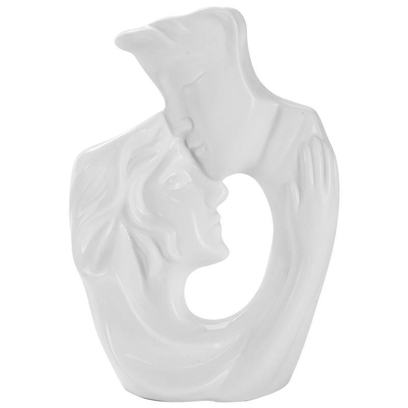 Nordic Creative Ceramic Vase Couple White Flower Arrangement Water Nourishing Ornament Home Living Room Decoration Crafts Gifts