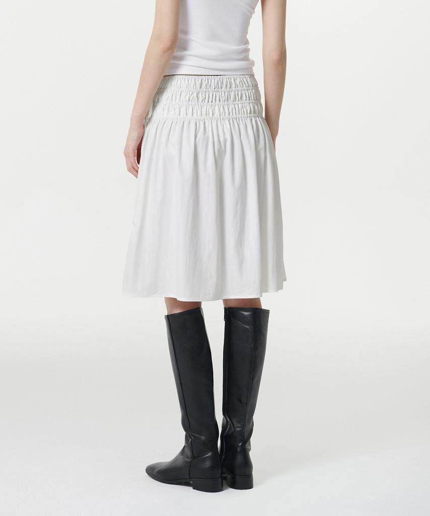 Musinsa Standard Woman Women'S Shirred Knee-Length Elastic Skirt [White]
