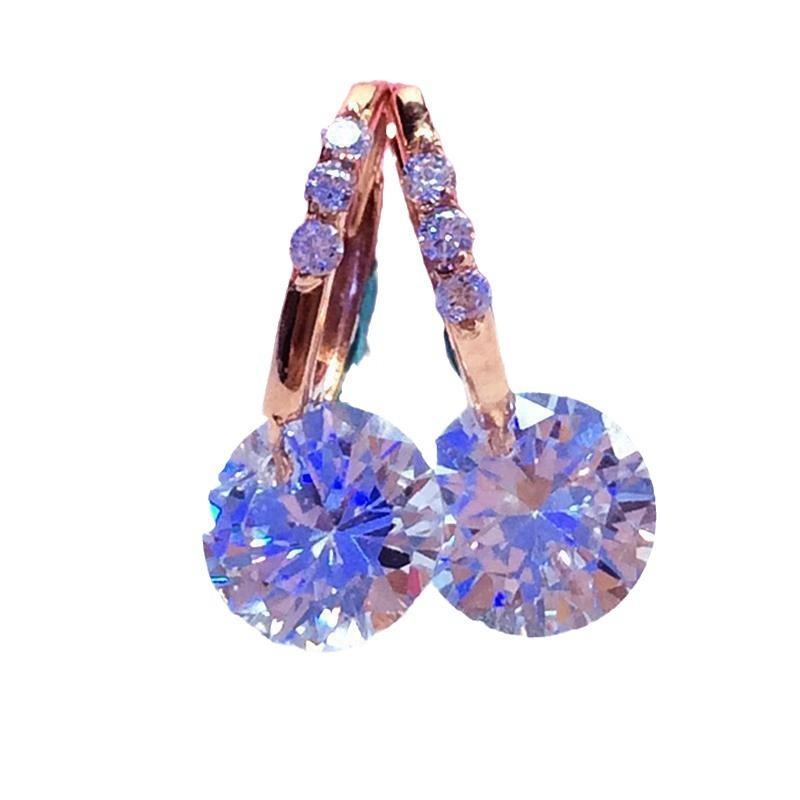 Exquisite Russian Purple Gold Inlaid Zircon Earrings Korean Version Temperament Premium Light Luxury Rose Gold Plated Shiny Earrings